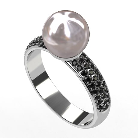 Or blanc 18 carats - Diamants noirs