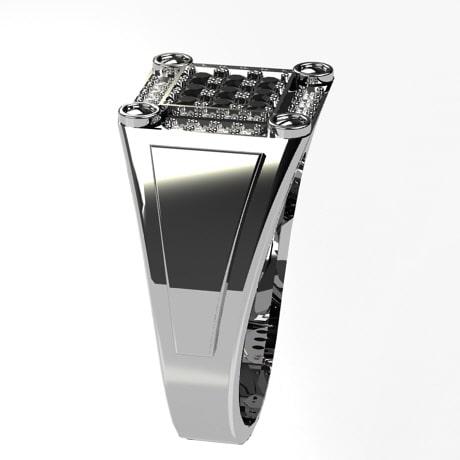 Or blanc 18 carats - Diamants noirs et blancs