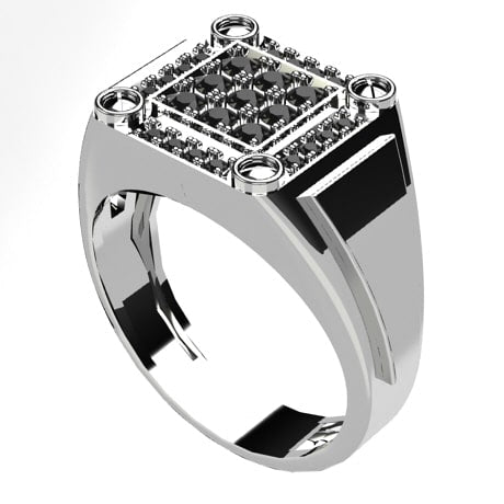 Or blanc 18 carats - Diamants noirs