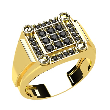 Or jaune 18 carats - Diamants noirs