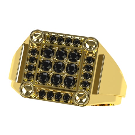 Or jaune 18 carats - Diamants noirs