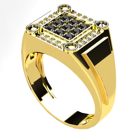 Or jaune 18 carats - Diamants noirs et blancs