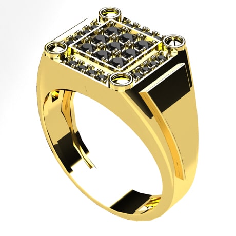 Or jaune 18 carats - Diamants noirs
