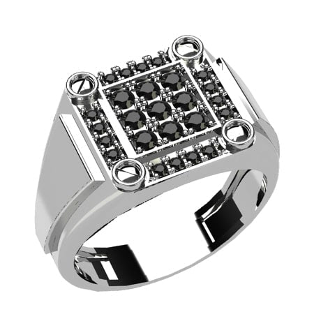 Or blanc 18 carats - Diamants noirs