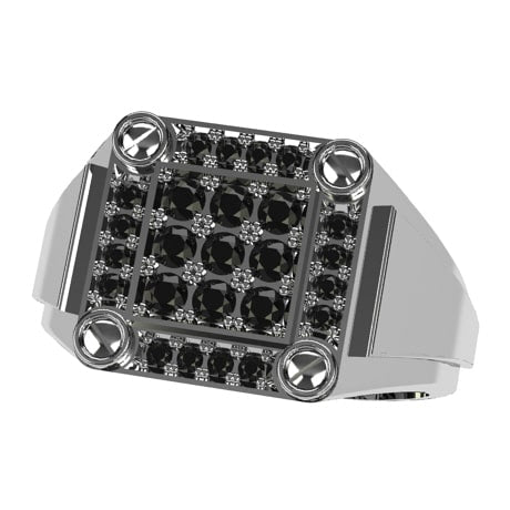 Or blanc 18 carats - Diamants noirs