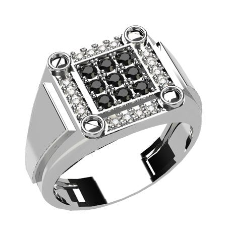 Diamant Chevaliere Argent Et Noir Bague Homme Or Et Diamants