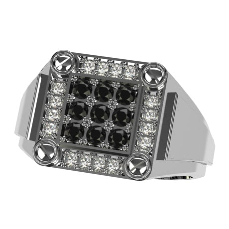 Or blanc 18 carats - Diamants noirs et blancs