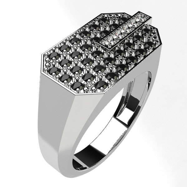 Bague pour Homme avec Diamants Noirs - Main Image
