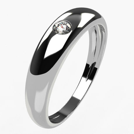 Jonc En Or 18 Carats Massif Avec Diamant - Bijou Occasion Magnifique