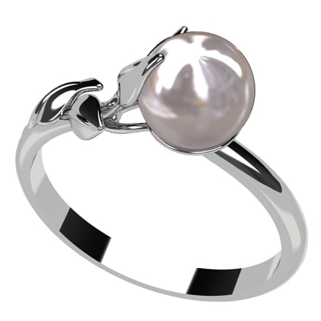 Bague Or Blanc Perle de culture 7mm et Diamants Ref. 28764 Bague Or Blanc Perle de culture 7mm et Diamants Ref. 28764