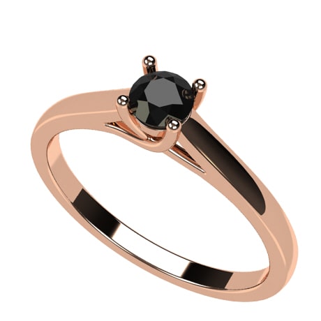 Bague or sales rose diamant noir