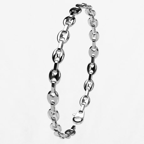 Bracelet Grain Gourmette Grain De Café Plaqué Or Homme Graine De