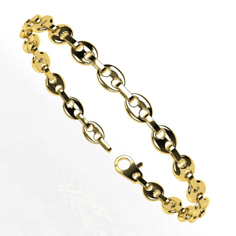 Bracelet Grain De Café Bombé Plaqué Or 18 Carats - 19 Cm - Neuf Avec étiquettes Bijouxia