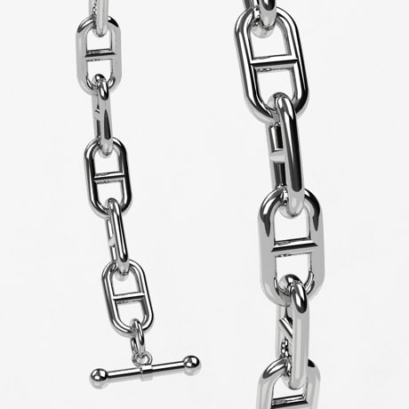 Bracelet Maille Marine En Métal Argenté - Grande Taille - Belle Qualité - Occasion