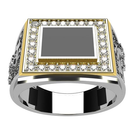 Chevali re taureau en or massif pierre d onyx naturelle et diamants