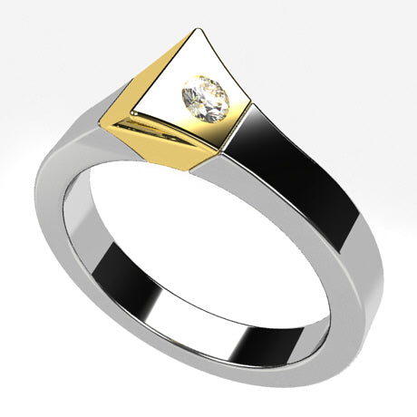 Or jaune 18 carats - 1 diamant