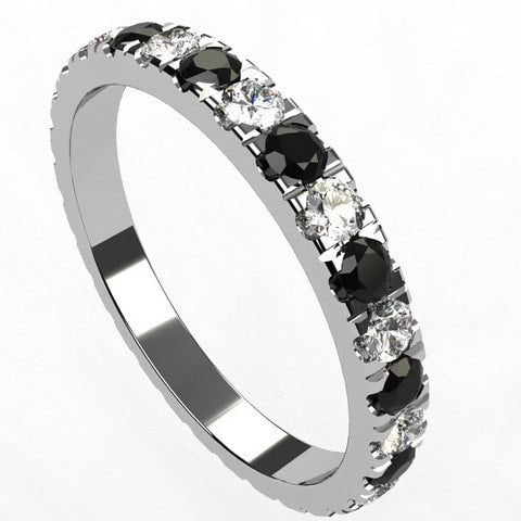 Alliance Diamants Noirs et Blancs Tour Complet pour Femme