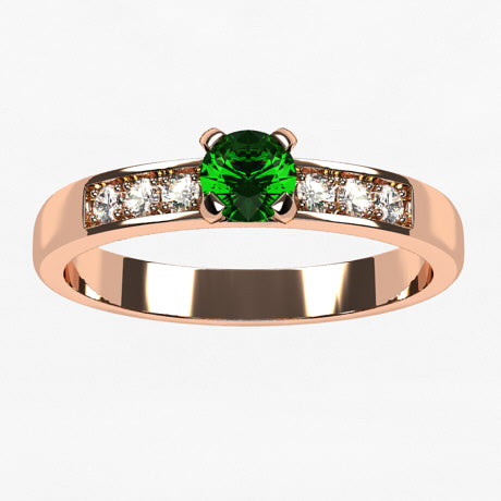 Duo d'Alliances avec Pierre d'Émeraude en Or - Main Image