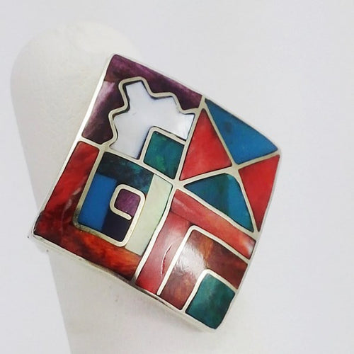 bague éthnique en argent et pierres naturelles
