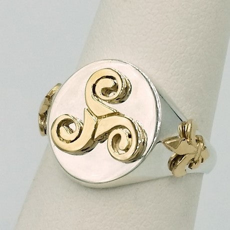 bague triskel argent et or