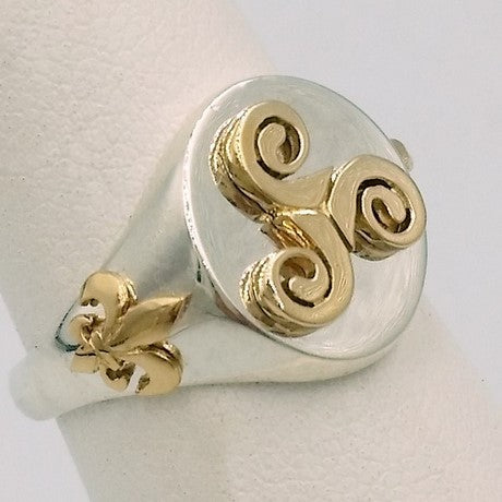 bague triskel argent et or