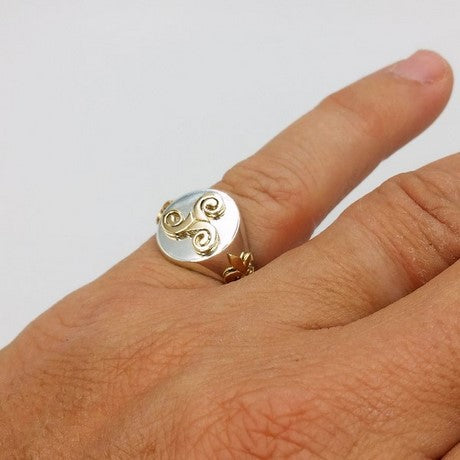 bague triskel argent et or
