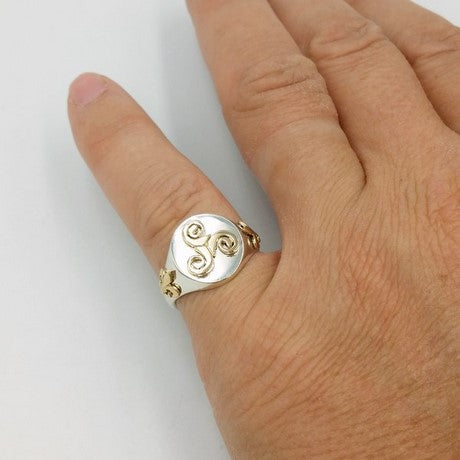 bague triskel argent et or