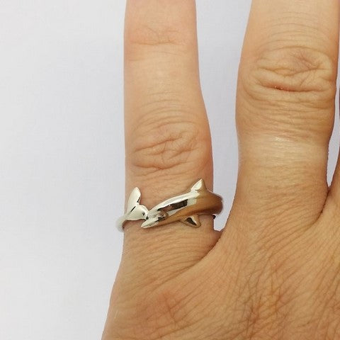 Bague en argent 925 avec motif animal dauphin, bague réglable pour femme et fille, cadeau d'anniversaire, Métal, argenté, NA