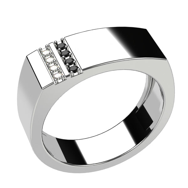 Bague Solitaire Chevaliere Or Blanc Diamant Homme Blanc Chevaliere