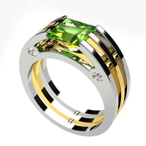 bague homme pierre verte péridot