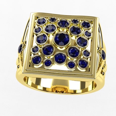 Bague Homme avec Pierre de Saphir Bleu - Main Image