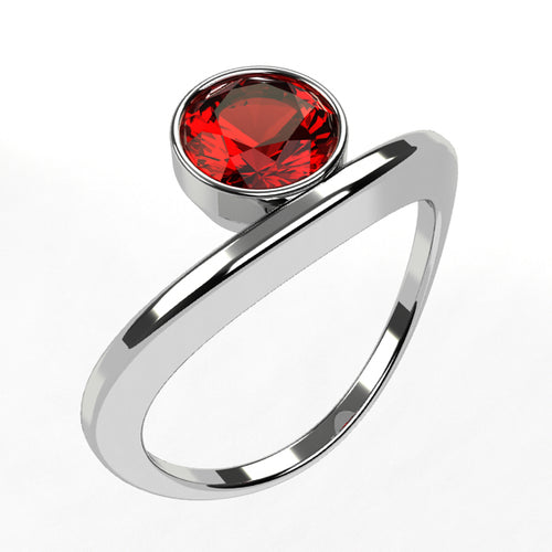 Or blanc 18 carats - Argent 925 -  Grenat