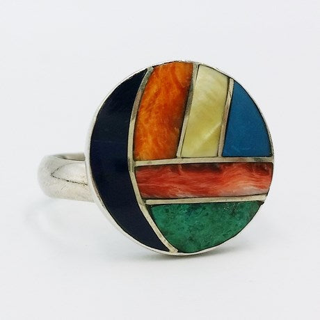 bague ronde argent pierres fines
