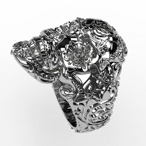 Bague t te de mort en or