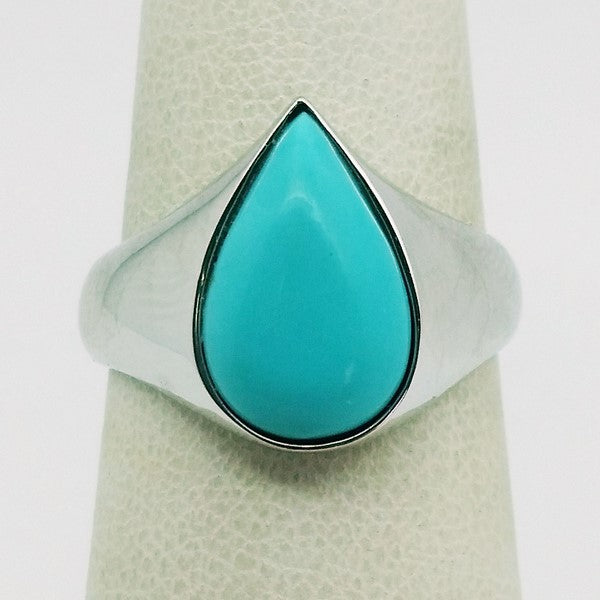 Bijoux Turquoise Véritable Bague Argent Pierre Bleu Turquoise