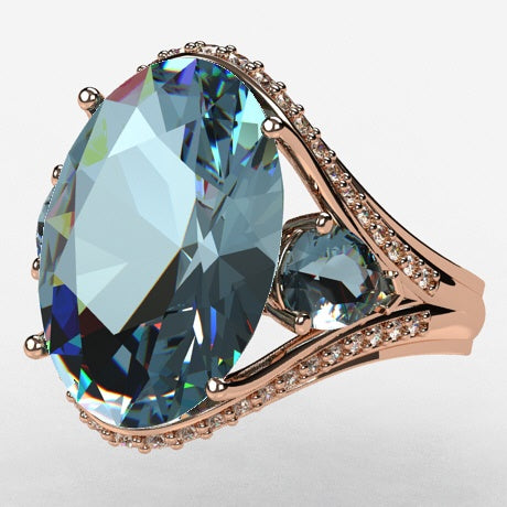 Bague avec Grosse Pierre d'Aigue-marine - Main Image