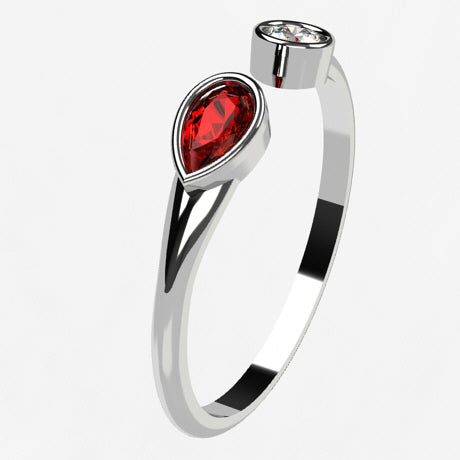 Or blanc 18 carats - Rubis