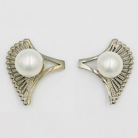 Or blanc 18 carats - Perles blanches