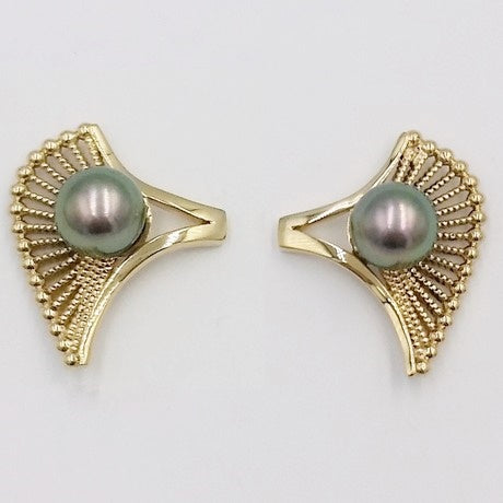 Or jaune 18 carats - Perles noires