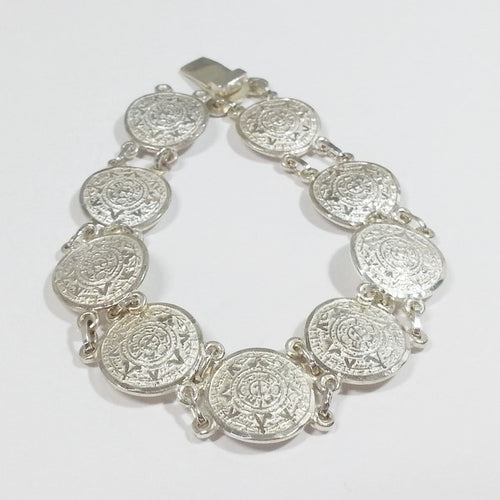 bracelet calendrier aztèque du mexique en argent