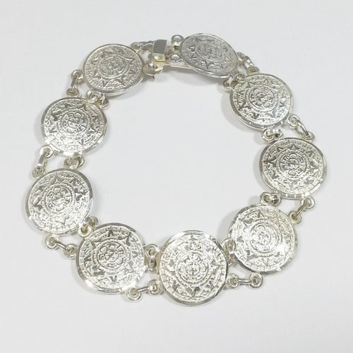bracelet calendrier aztèque du mexique en argent