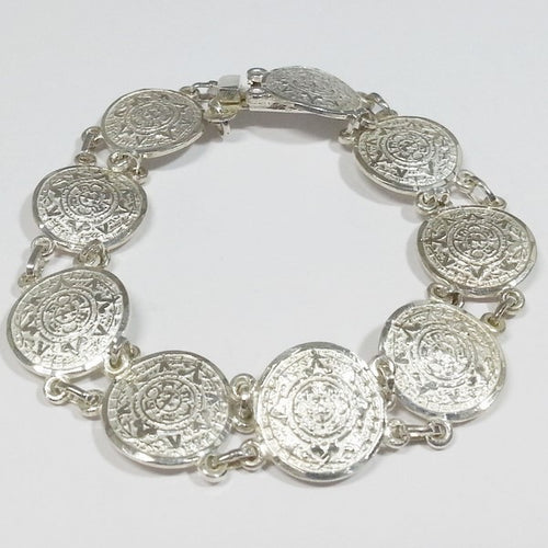 bracelet calendrier aztèque du mexique en argent