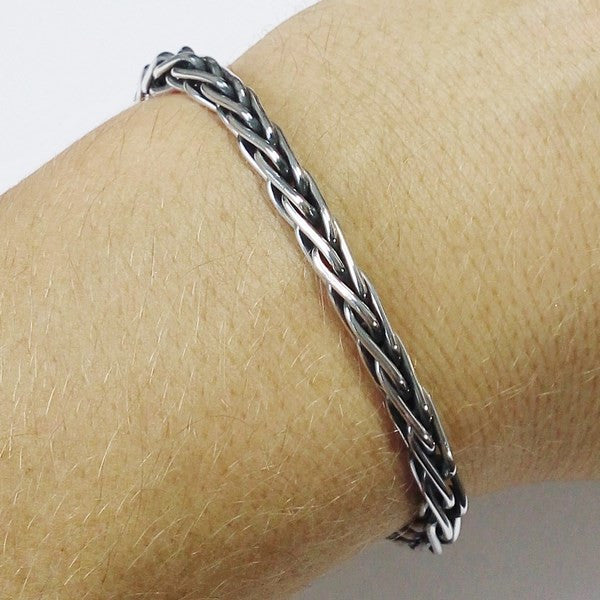 Bracelet Ancien Argent Maille Ronde, 17,8 Cm, Fermoir Mousqueton, France