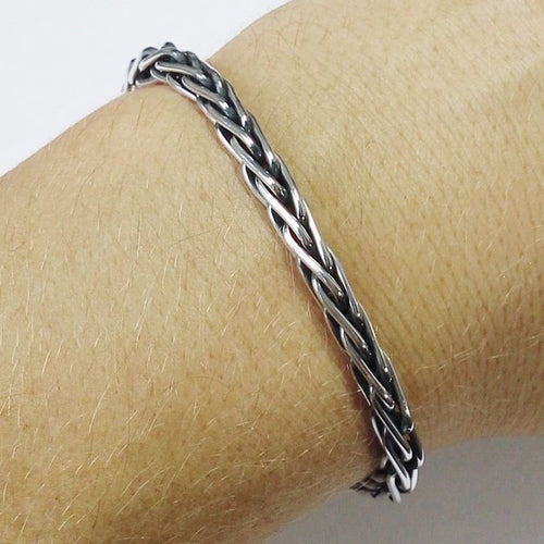 bracelet à maille palmier en argent massif