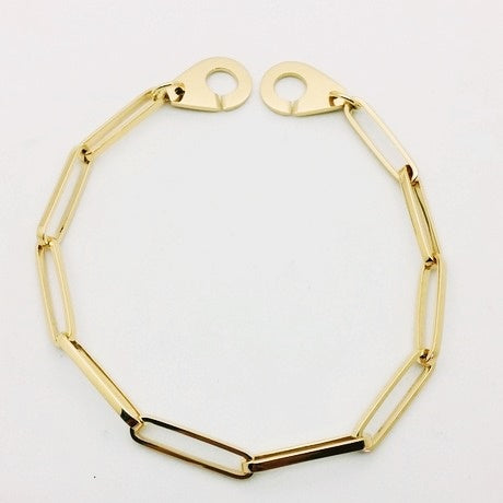 bracelet menotte or 18 carats et mailles rectangle