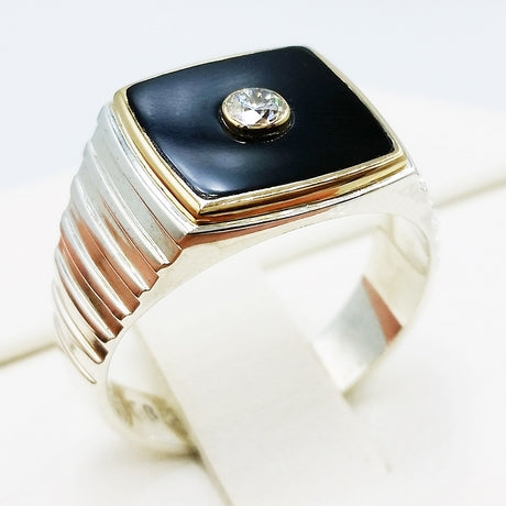 Chevali re pour Homme en Argent et Pierre d Onyx