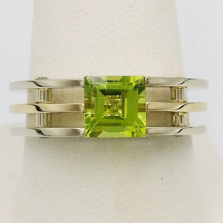 bague homme pierre verte péridot