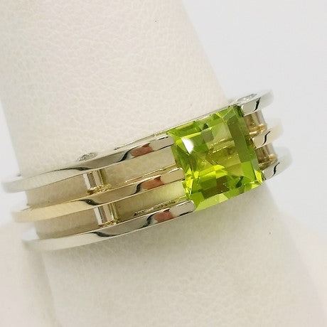 bague homme pierre verte péridot