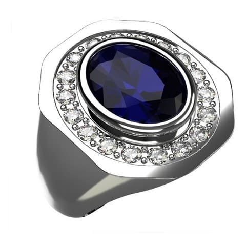 Bague homme sales argent saphir bleu
