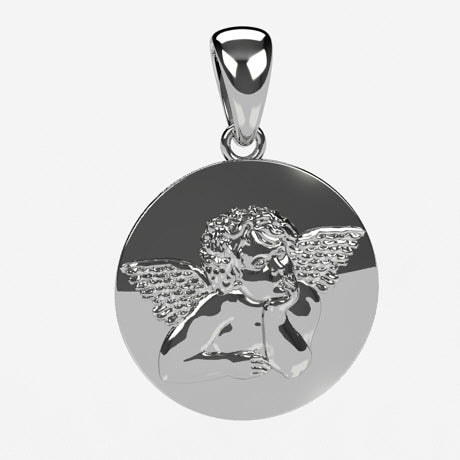 Médaille ange - Or blanc 18 carats